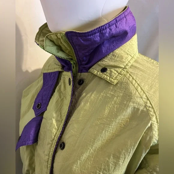 Rare Vintage Prezzia 1980’s Sz M Lime Green & Purple Ski Jacket Retro Funky Cool - Picture 5 of 8